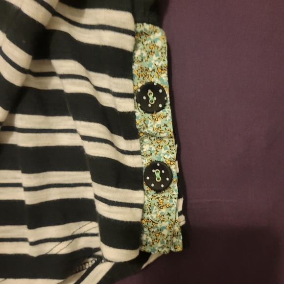 Anthropologie Black and White Striped Buttoned Blouse - Picture 2 of 7